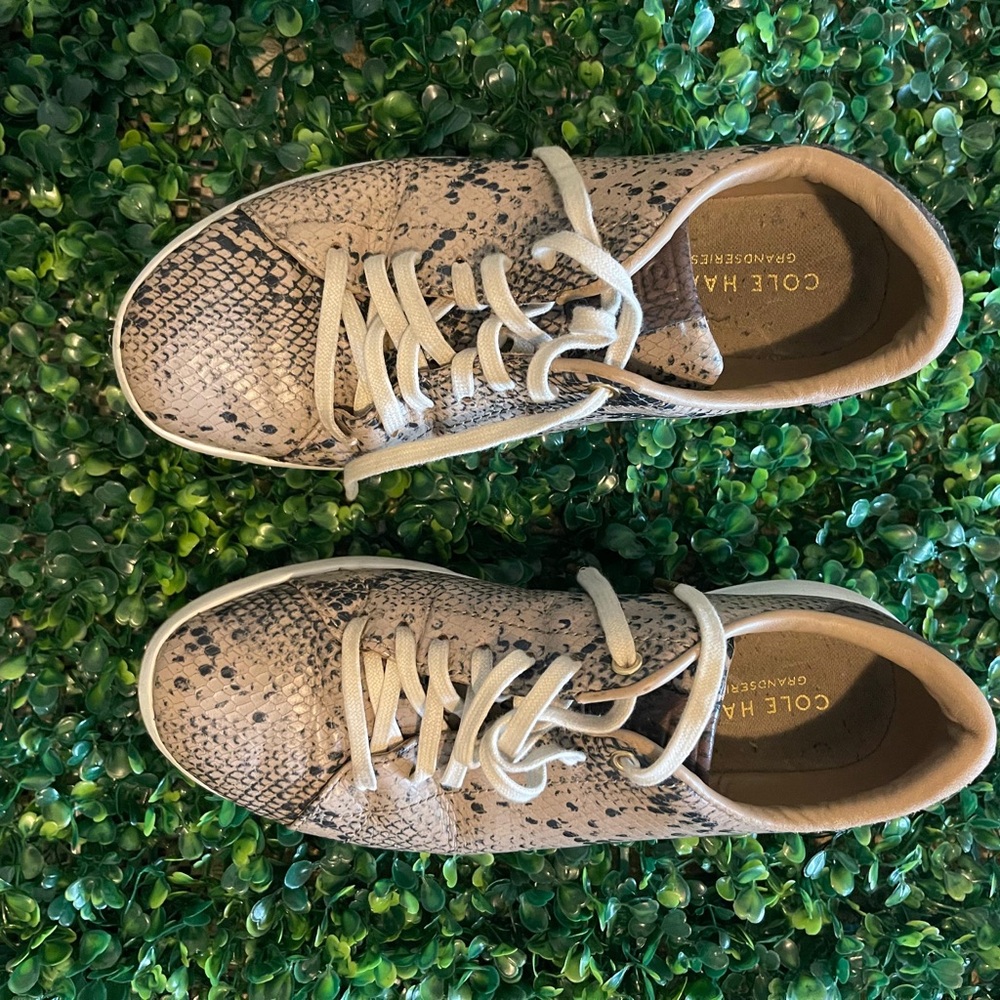 Cole Haan Beige and Black Textured Sneakers